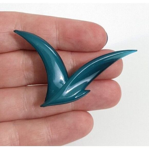 Teal  B+D Plastic Flying Bird Shaped Brooch - B Plus D Denmark #3 - Picture 2 of 7